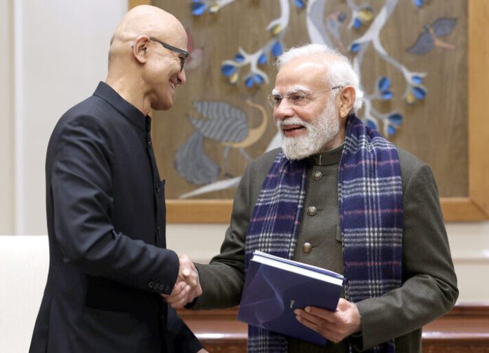 Microsoft Chairman and CEO Satya Nadella and Prime Minister Narendra Modi